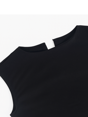 Vestido Longo Sem Mangas com Design Bicolor Diagonal Elegante - Alane