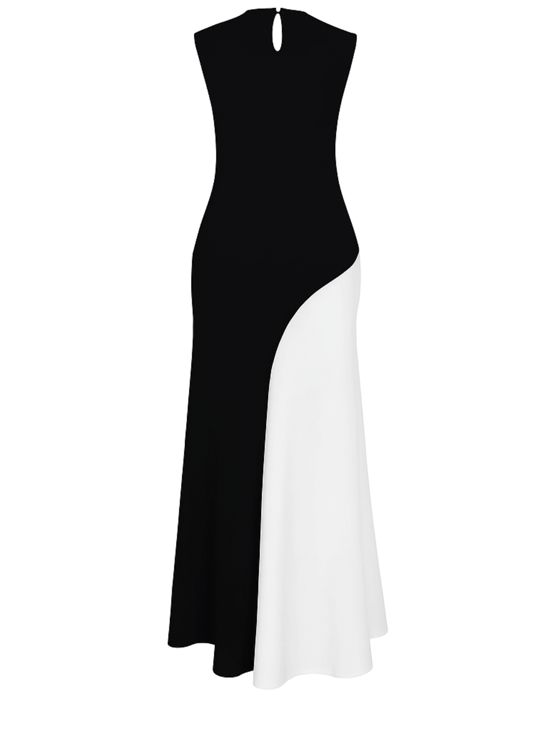 Vestido Longo Sem Mangas com Design Bicolor Diagonal Elegante - Alane